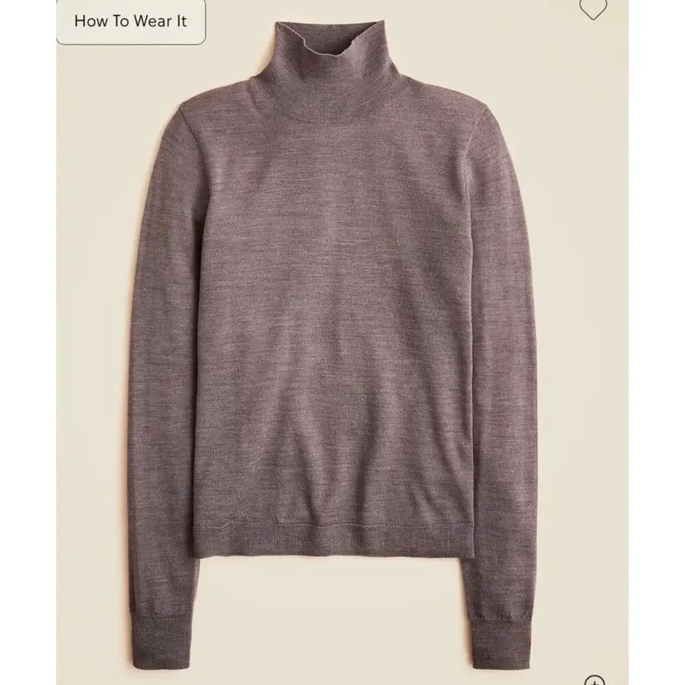 J. Crew Carolyn turtleneck sweater in merino wool Heather Carbon NWT size XS